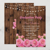 Flower Graduation Party Roze Hout Bloemen Bloemen Kaart (Voorkant / Achterkant)