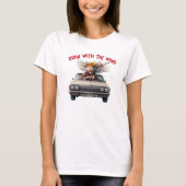 Flower Grandma Ridin met de wind in haar 64 T-shirt (Voorkant)