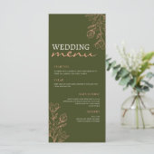 Flower Green Simple Elegance Wedding Menu (Staand voorkant)