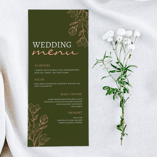 Flower Green Simple Elegance Wedding Menu