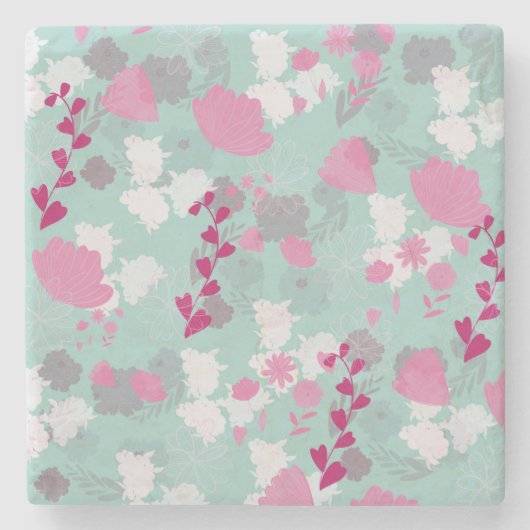 flower green stenen onderzetter (Voorkant)