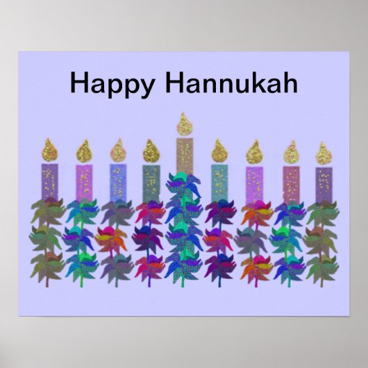 Flower Hannukah Menorah Print (Voorkant)