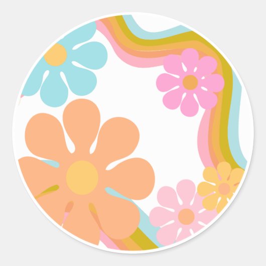 Flower Happy Birthday Sticker Mod 60s 70s Roze (Voorkant)