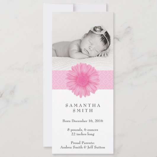 Flower Headband ı Birth Notice 4" x 9,25" Aankondiging (Voorkant)