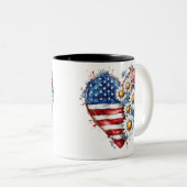 Flower Heart Amerikaanse vlag mok (Voorkant rechts)