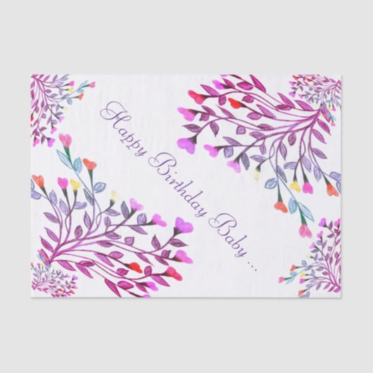  Flower Heart Birthday Tissue Paper Tissuepapier (Voorkant)