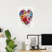 Flower Heart Modern Art Poster (Thuiskantoor)