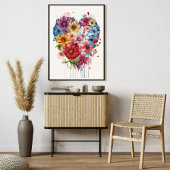 Flower Heart Modern Art Poster