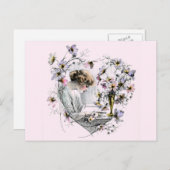 Flower Heart Valentijn Feestdagenkaart (Voorkant / Achterkant)