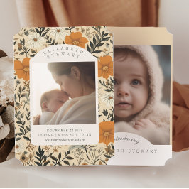  Flower Herfst 2 Fotogeboorteaankondiging Kaart