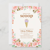 Flower Hier is het Scoop Ice Cream Baby shower Kaart (Voorkant)