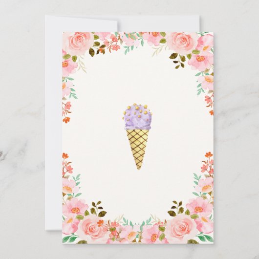 Flower Hier is het Scoop Ice Cream Baby shower Kaart (Achterkant)