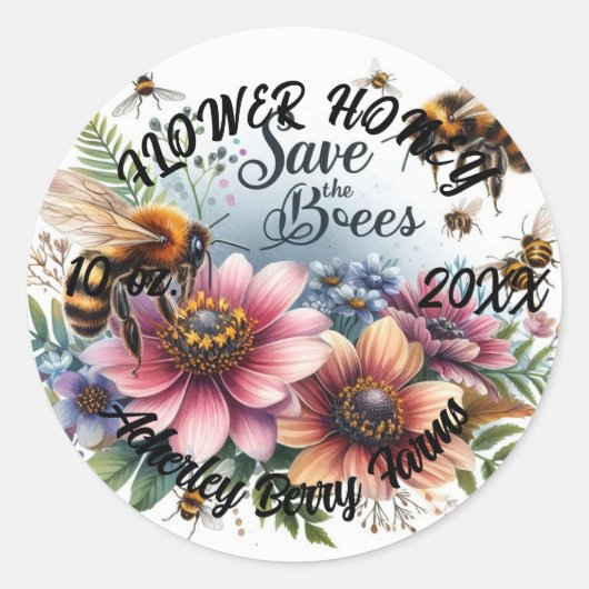 FLOWER HONEY stickers voor potten (Voorkant)