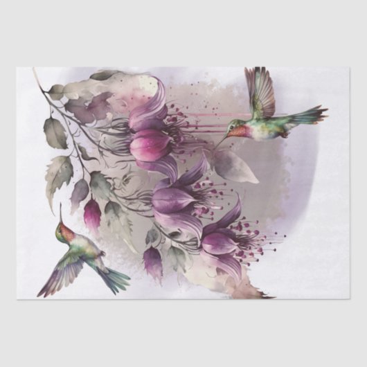 Flower Hummingbird Waterverf Tissuepapier (Voorkant)