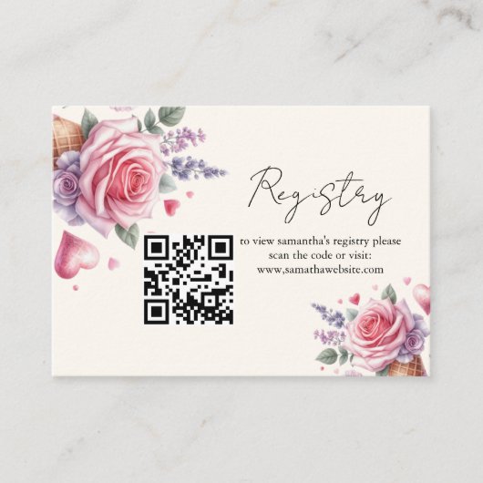 Flower ice cream registry Vrijgezellenfeest Informatiekaartje (Voorkant)