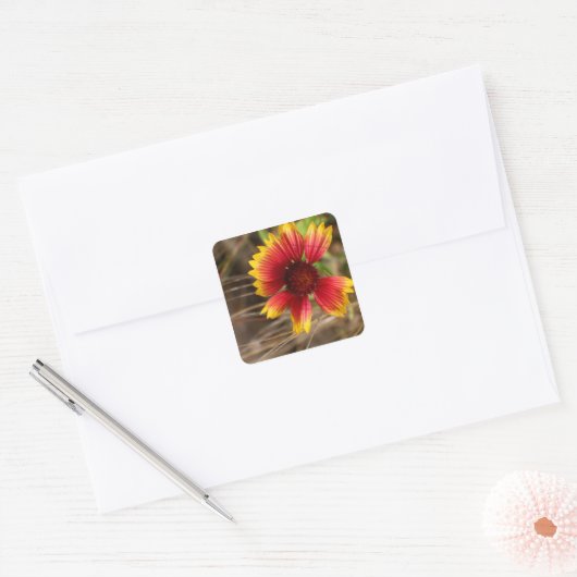 Flower in the Wind Vierkante Sticker (Envelop)