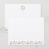 Flower Jewish Star van David Bat Mitzvah Dank je Bedankkaart (Voorkant / Achterkant)