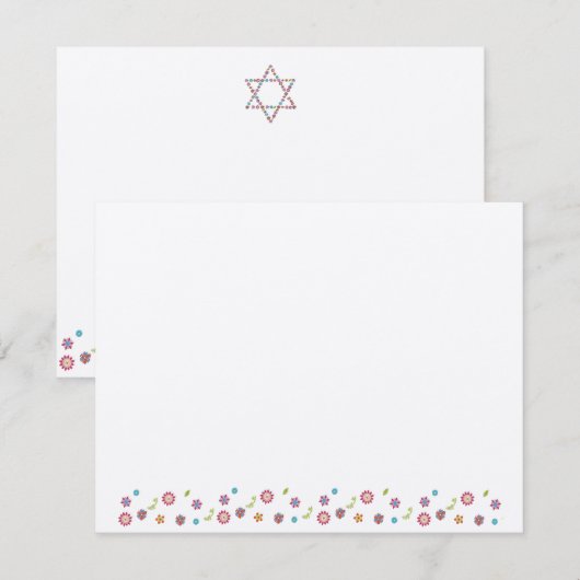 Flower Jewish Star van David Bat Mitzvah Dank je Bedankkaart (Voorkant / Achterkant)
