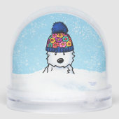 Flower Knit Hat Westie Sneeuwbol (Achterkant)