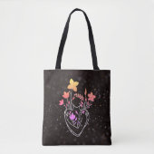 Flower Lady - kleurrijke Dark Mix Edition Tote Bag (Voorkant)