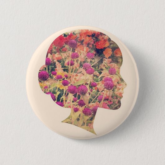 Flower Lady Ronde Button 5,7 Cm (Voorkant)