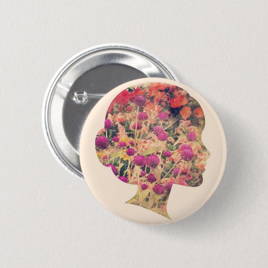 Flower Lady Ronde Button 5,7 Cm (Voorkant /achterkant)
