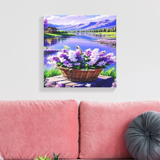 Flower Landscape Digitale Kunst Canvas Afdruk (Insitu (Woonkamer))