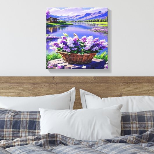 Flower Landscape Digitale Kunst Canvas Afdruk (Insitu (Slaapkamer))