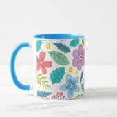 Flower Leaf Print Moderne Blauwe Koffie Mok (Links)