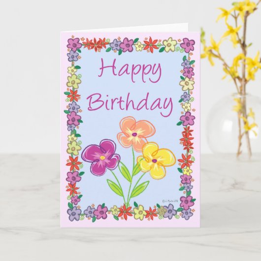 Flower Lijst Verjaardag Kaart (Gele Bloem)