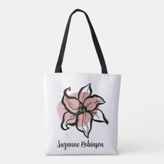 Flower line art  (PERSONALIZE) Tote Bag (Achterkant)