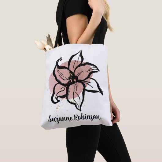 Flower line art  (PERSONALIZE) Tote Bag (Dichtbij)