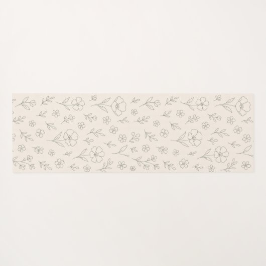Flower Line Drawing Mindful Minimalist Yogamat (Achterkant (horizontaal))