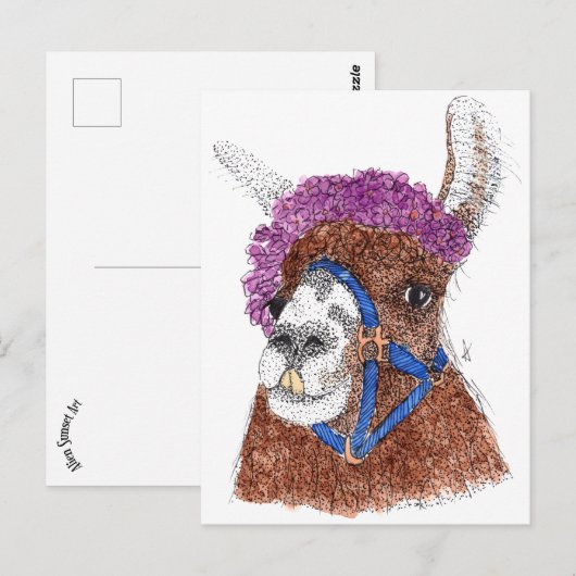 Flower Llama Briefkaart (Voorkant / Achterkant)