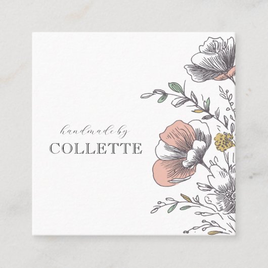 Flower Logo Handmade By  Vierkante Visitekaartje (Voorkant)