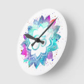 *~* Flower Lotus Mandala OM AUM Symbol Waterverf Ronde Klok (Hoek)