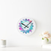 *~* Flower Lotus Mandala OM AUM Symbol Waterverf Ronde Klok (Huis)