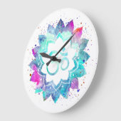 *~* Flower Lotus OM AUM Symbol Waterverf Mandala Grote Klok (Hoek)