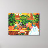 Flower Lovers Cat, Louis Wain Canvas Afdruk (Voorkant)