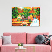 Flower Lovers Cat, Louis Wain Canvas Afdruk (Insitu (Woonkamer))
