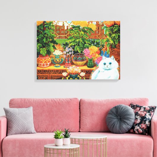 Flower Lovers Cat, Louis Wain Canvas Afdruk (Insitu (Woonkamer))