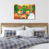 Flower Lovers Cat, Louis Wain Canvas Afdruk (Insitu (Slaapkamer))
