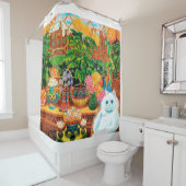 Flower Lovers Cat, Louis Wain Douchegordijn (In situ)