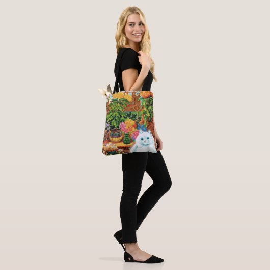 Flower Lovers Cat, Louis Wain Tote Bag (Op model)