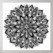 Flower Mandala black and white Poster (Voorkant)