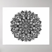 Flower Mandala black and white Poster (Voorkant)