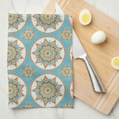 Flower Mandala, Turquoise Theedoek (Quarter Fold)