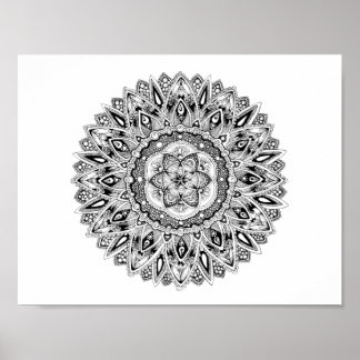 Flower mandala w/seed of life poster