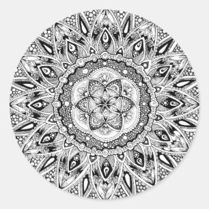 Flower mandala w/seed of life ronde sticker