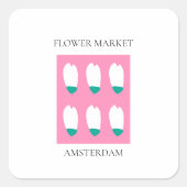 Flower Market - Amsterdam Vierkante Sticker (Voorkant)